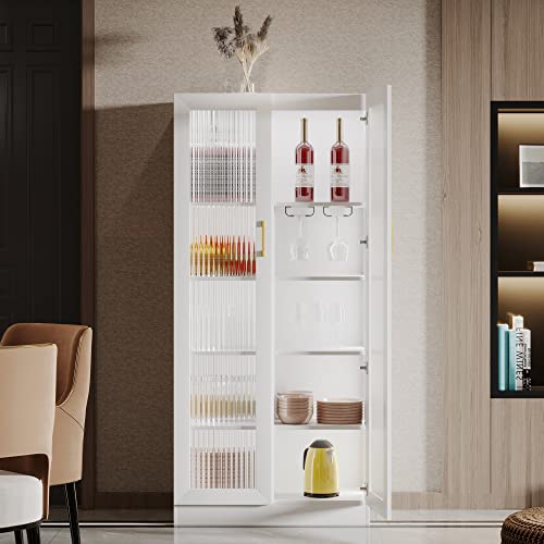 Black LED Storage Cabinet with Charging Station V643