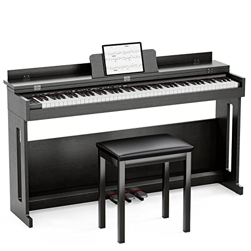 Black Full Size Weighted Key Digital Piano with Piano Bench, Stand, 3 Pedal D396