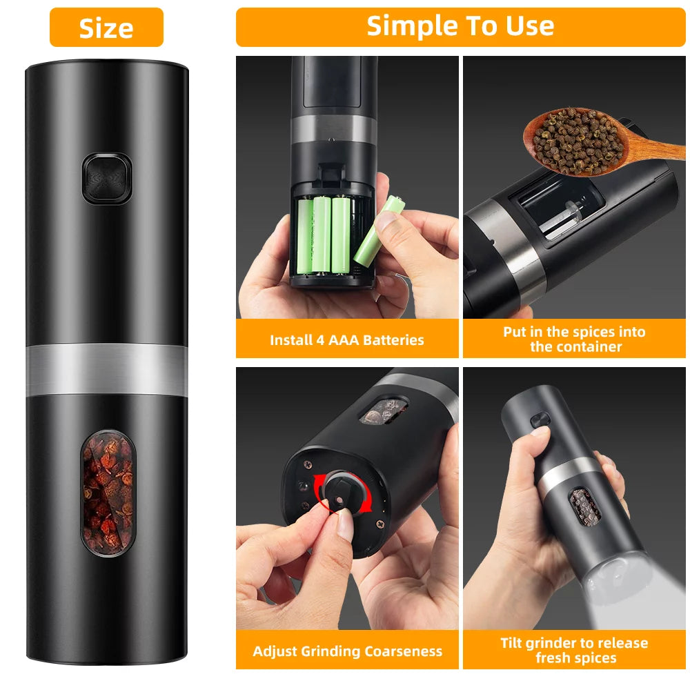 Rechargeable Electric Salt and Pepper Shakers, Set of 2 M706