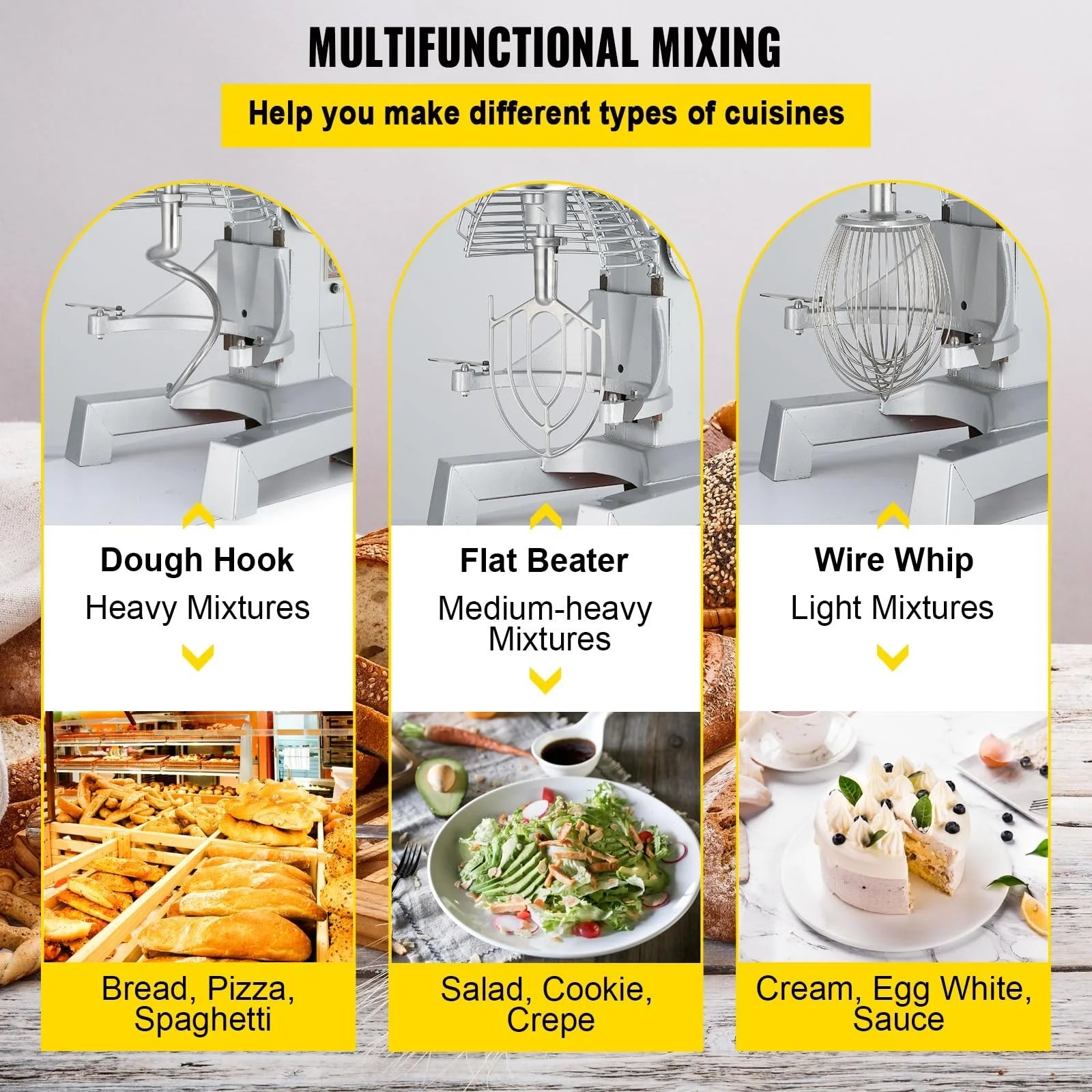15Qt 600W 3 Speeds Stainless Steel Bowl Food Mixer A8919