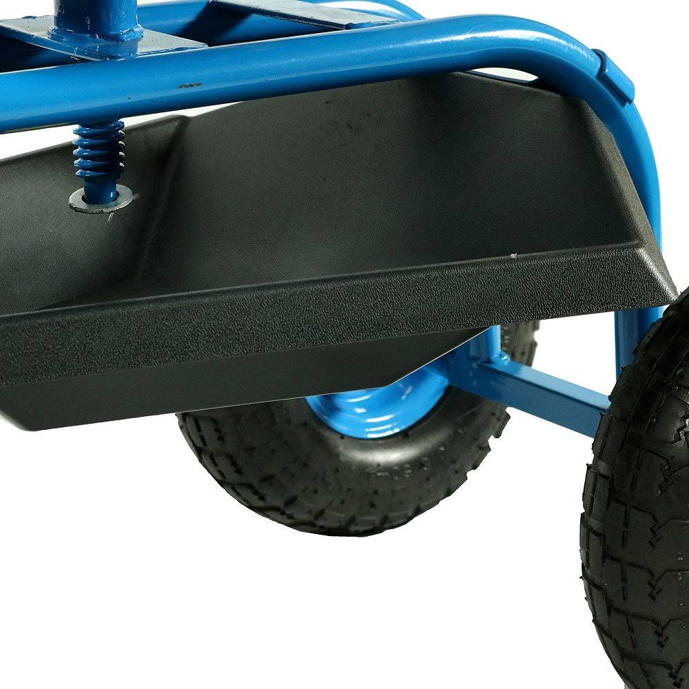 Blue Rolling Garden Cart with Extendable Steering Handle, Swivel Seat O20298