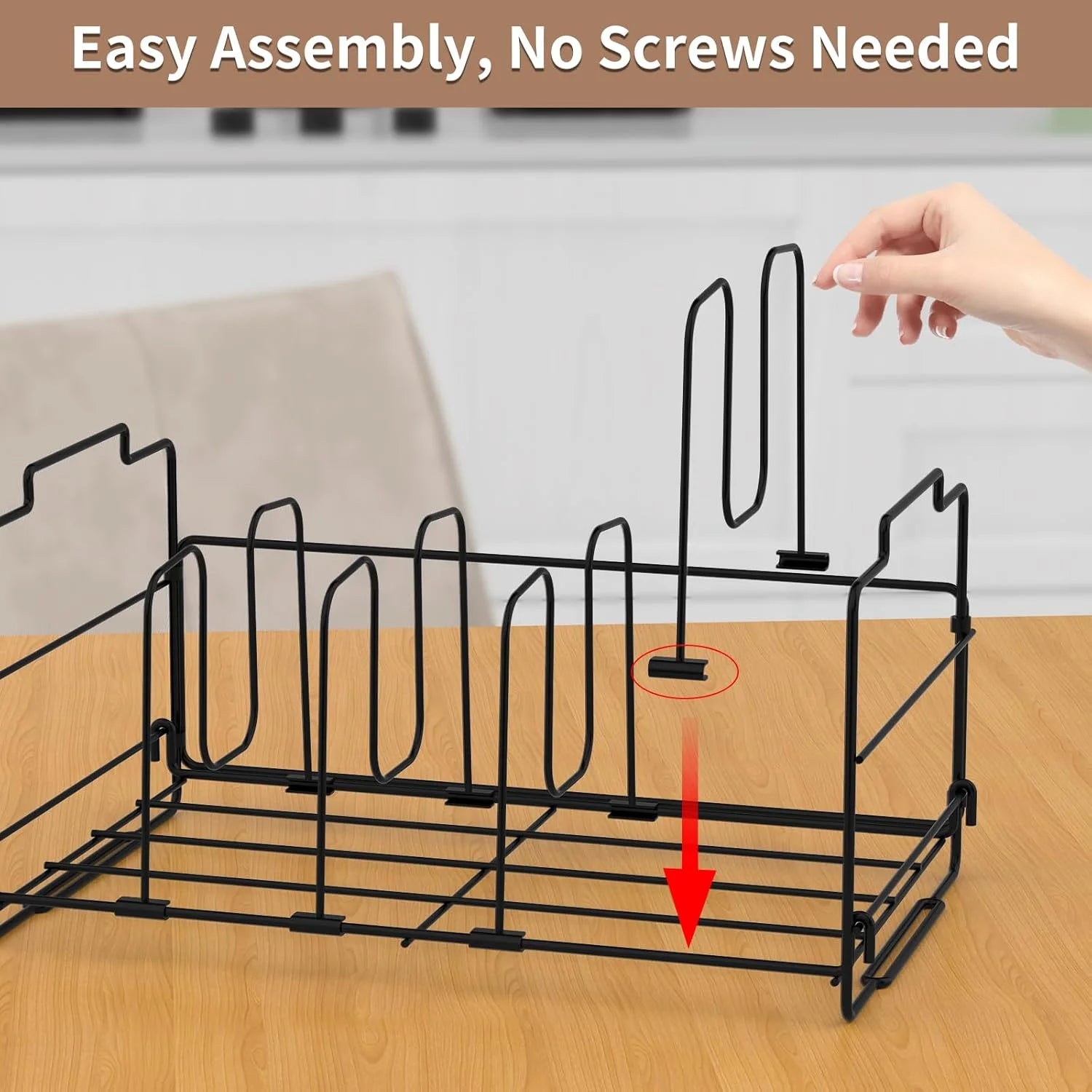 Black Plastic Lid Organizer with 4 Dividers B9638
