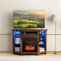 Rustic Brown Fireplace Corner TV Stand with Electric Fireplace N275086