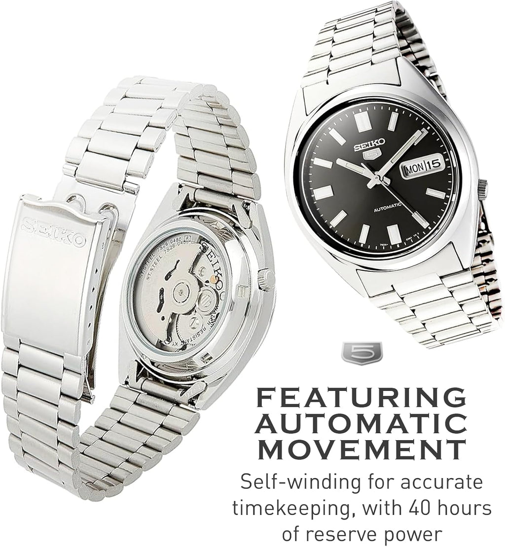 Automatic Watch with Black Dial, Stainless Steel Case & Bracelet P1334