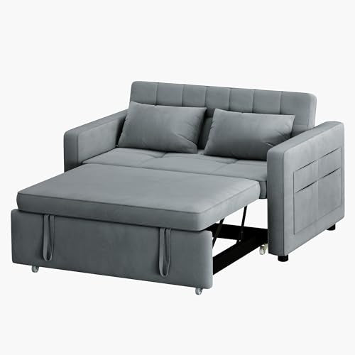 55" Convertible Velvet Sofa Bed, Full Size Y627874