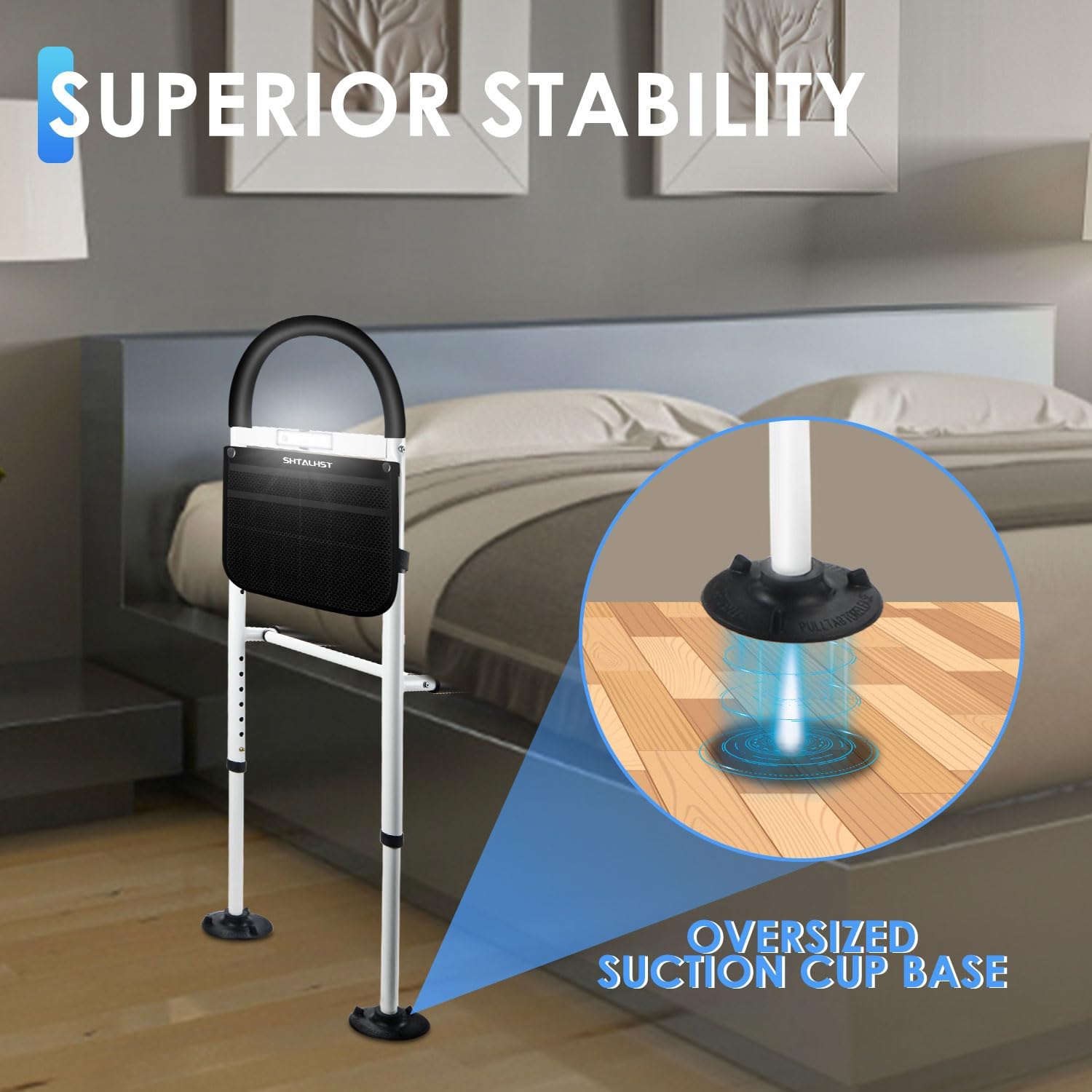 Adjustable Bed Safety Rails with Motion Light & Storage Pocket D160804