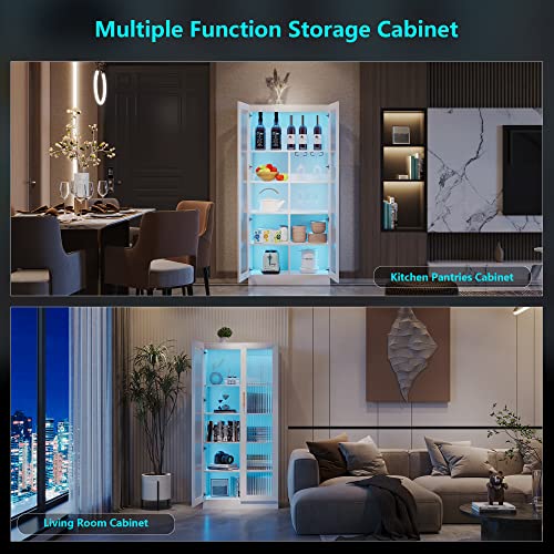 Black LED Storage Cabinet with Charging Station V643