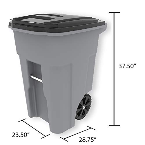 32 Gallon Trash Can with Wheels and Attached Lid H9909