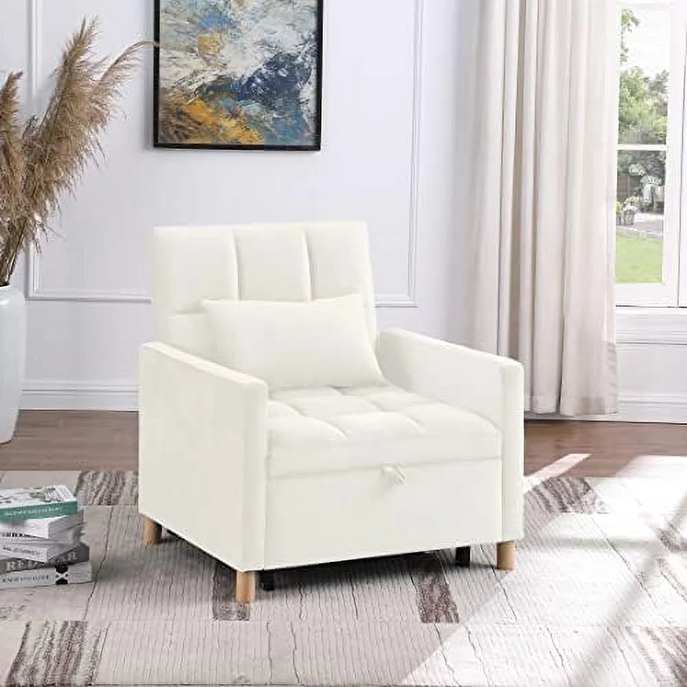 Convertible Chair Sleeper Velvet Adjustable Single Sofa Bed with Lumbar Z1939