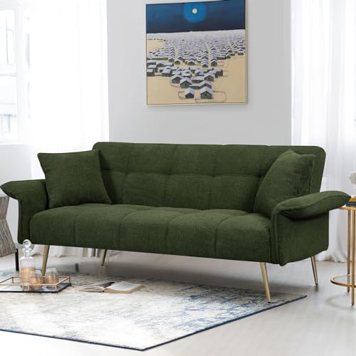 Beige Teddy Futon Sofa Bed with Memory Foam A270297