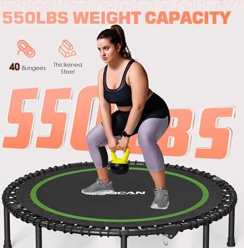 Foldable Mini Trampoline with Bungees and Adjustable Foam Handle W85160
