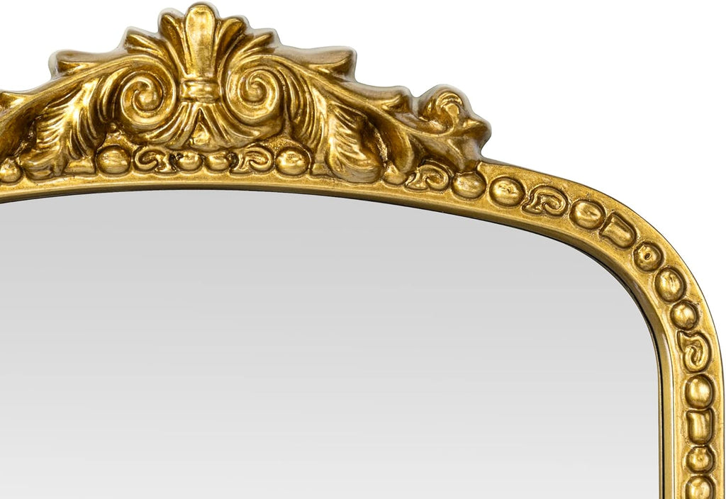 Antiqued Gold Ornate Arched Wall Mirror, 30 x 34'' Q259
