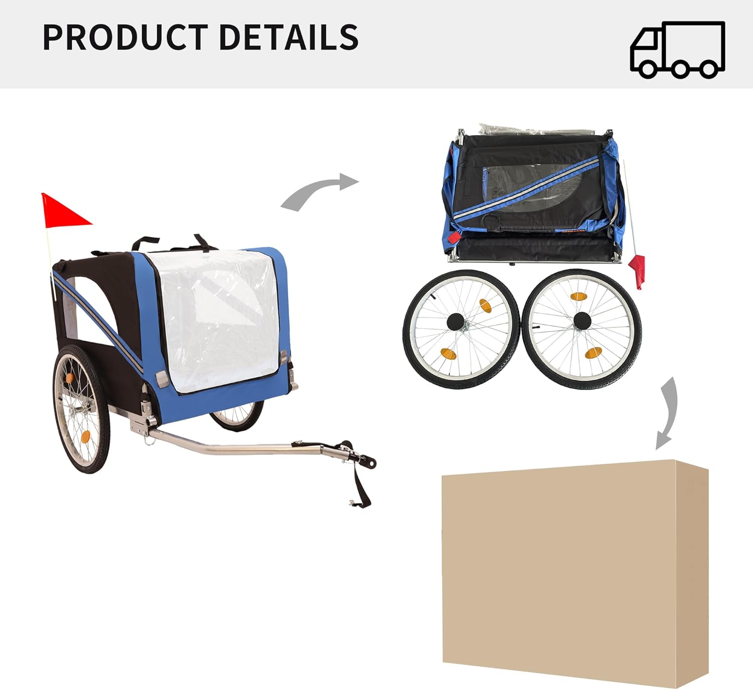 Blue Heavy Duty Foldable Dog Bike Trailer Pet Carrier B30519