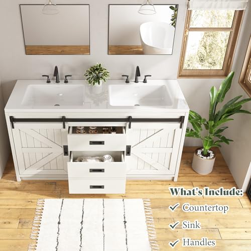 Gray Freestanding Double Vanity with Sink A450