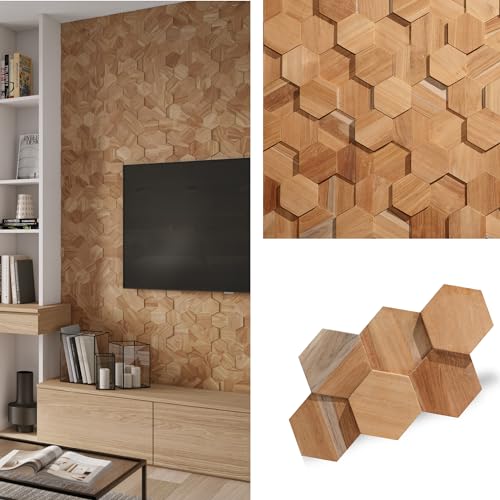 Natural 3D Hexagonal Wall Panels - 25-Pack W466740