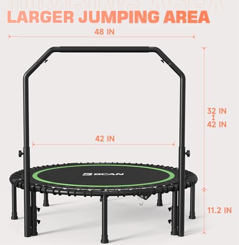 Foldable Mini Trampoline with Bungees and Adjustable Foam Handle W85160