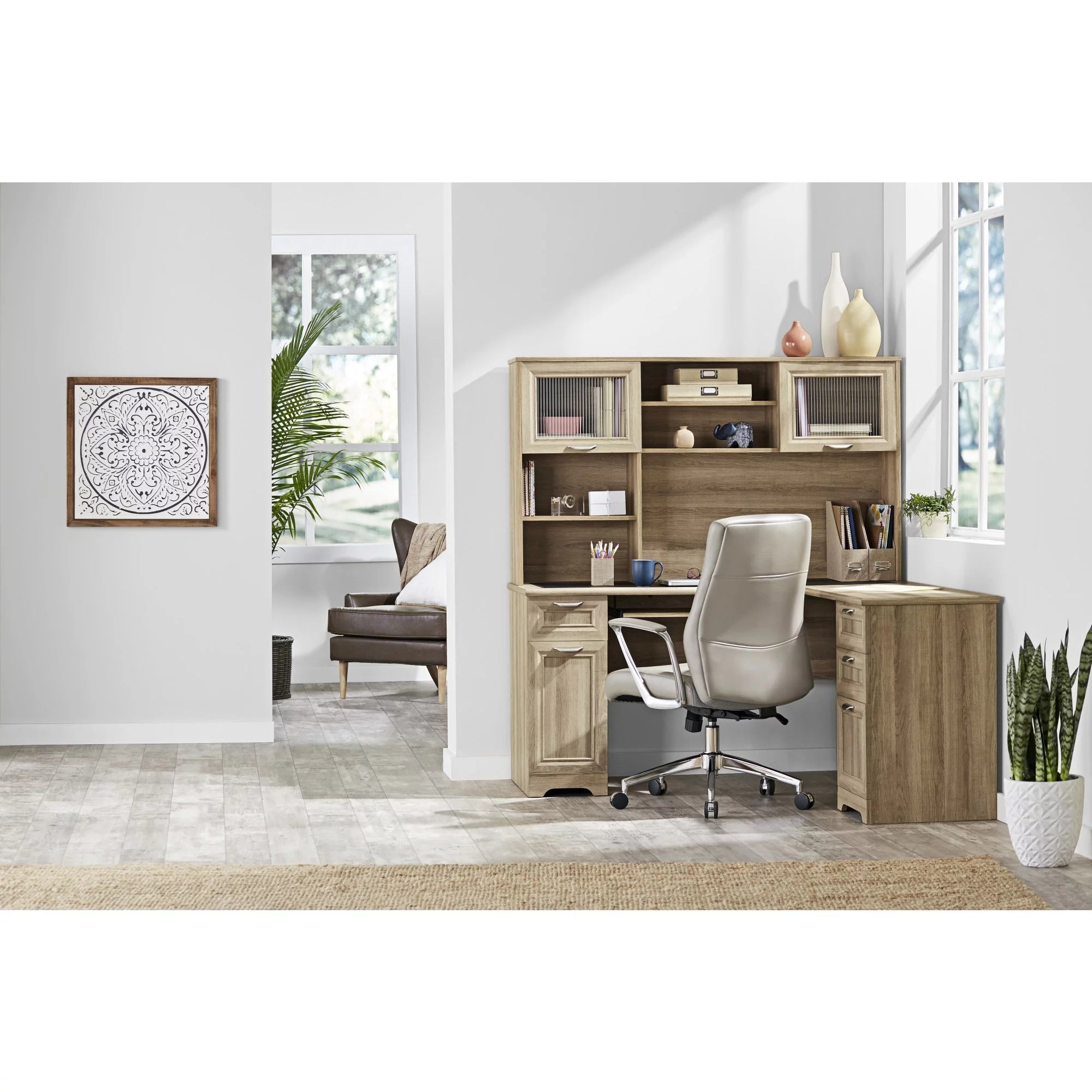 Blonde Ash L-Shape Corner Desk F383870