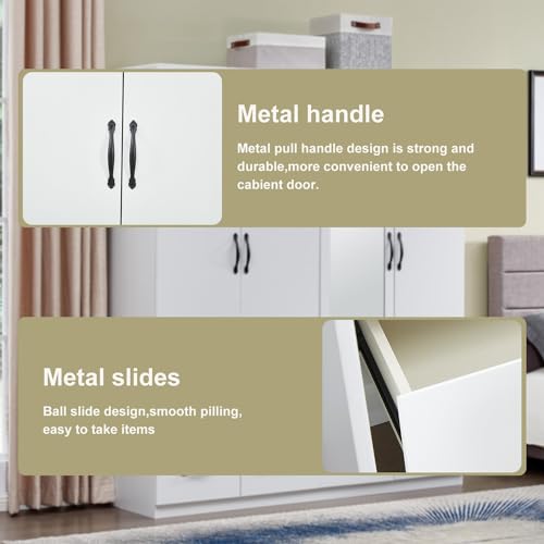 Gray Wooden Armoire Wardrobe with 3 Drawers J804864