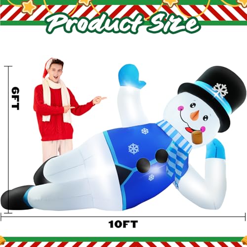 10FT Christmas Inflatables Snowman Outdoor Decorations with LED Lights J2926