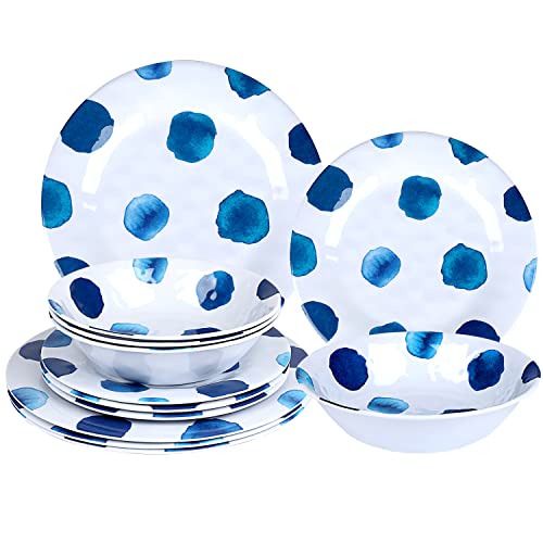 16 Pcs Melamine Dinnerware Set Plates Bowls Cups Unbreakable V4773