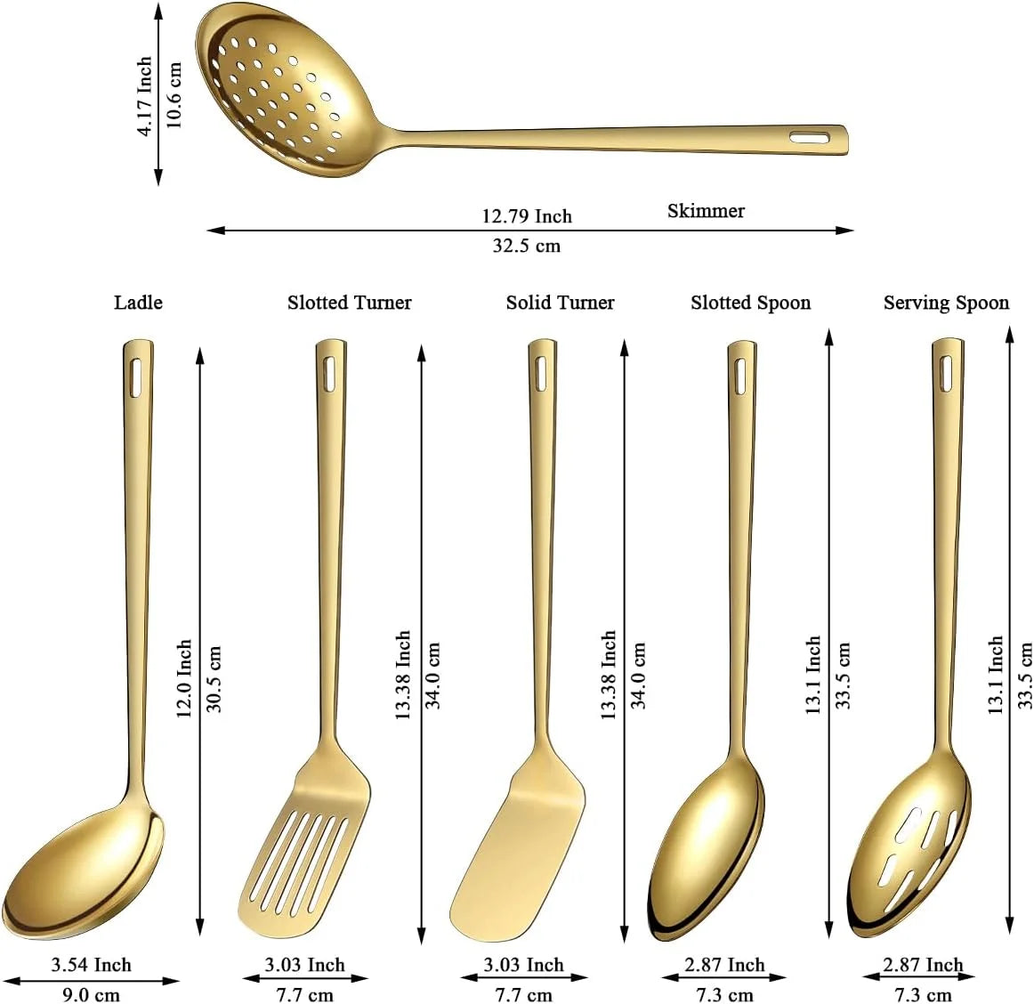 6pcs Titanium Plating Stainless Steel Kitchen Utensils Set Y4991