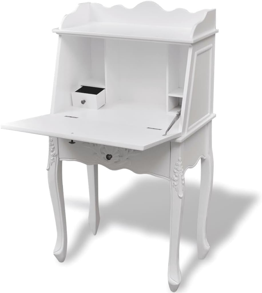 White Antique Secretary Desk R6762