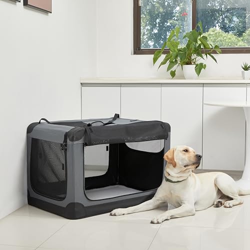 Tan Soft-Sided Folding Dog Travel Crate Kennel M6130