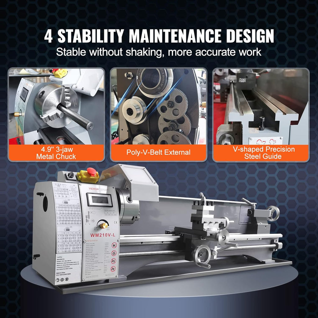 8.3'' x 29.5'' Benchtop Metal Lathe with Tool Box C175400