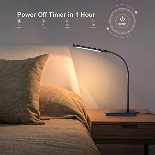 Clip on Table Lamp 3 Color Modes 10 Brightness Dimmable Reading Lamp 360° Rotatable Metal Gooseneck Desk Lamp U26853