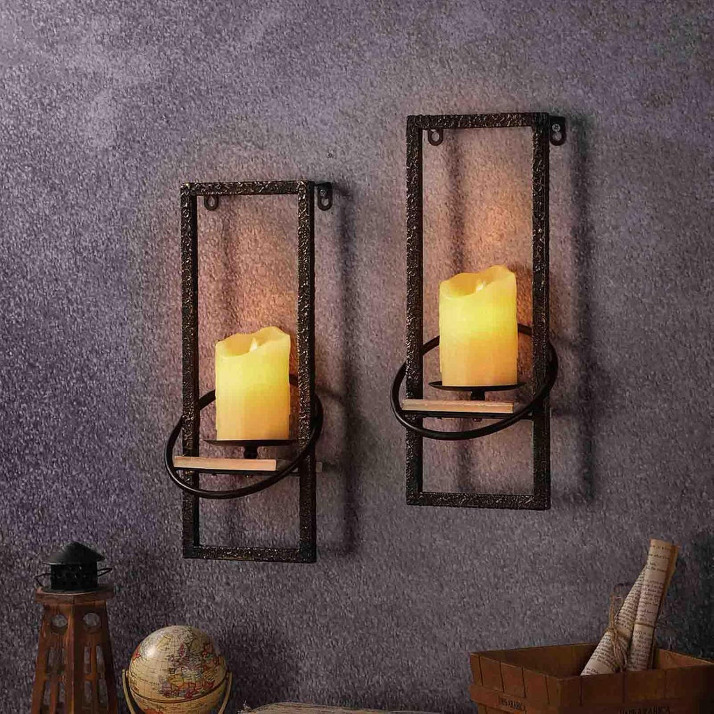Black Wall Sconce Candle Holder Set of 2 I734548