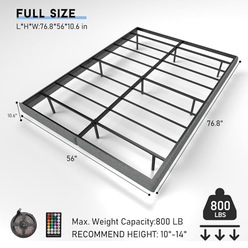 Full Floating Bed Frame Full Size with LED Lights Metal Slats X751466