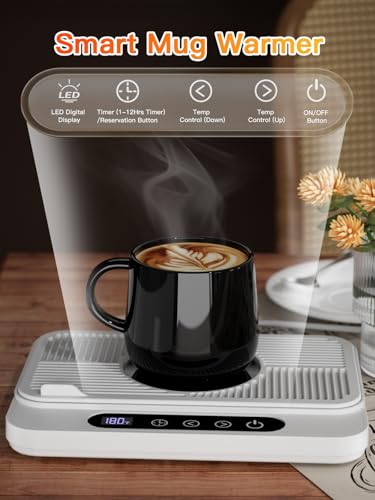 Black 50W Coffee Mug Warmer with 6-Temp Settings S4556