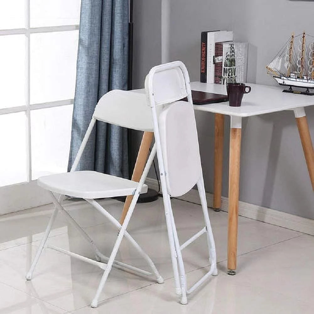 White Plastic Folding Chairs Set of 10 Y5684