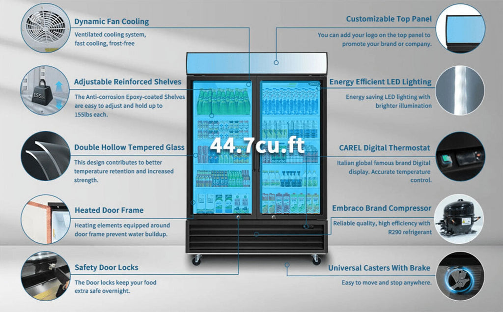 2 Glass Door Refrigerator Cooler G904