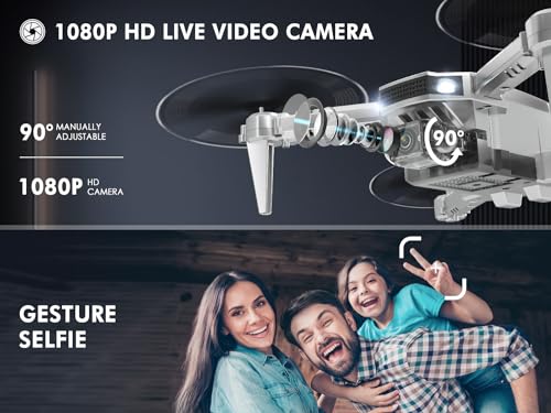 Black Mini Drone with Camera, Remote Control Quadcopter with 1080P HD Live Video Camera, 2 Batteries D650