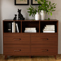 White and Brown 4 Drawers Wood Dresser with 3 Open Shelves I404046