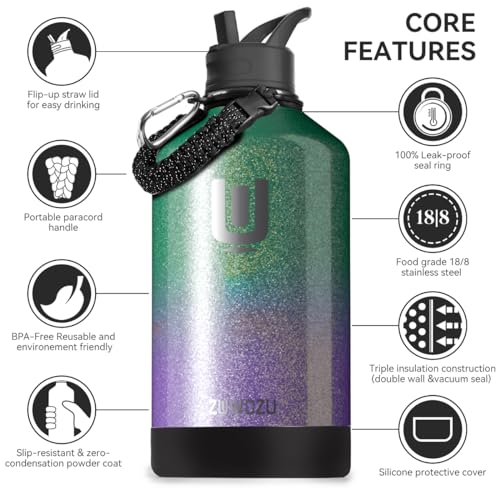 Black 128oz Stainless Steel Insulated Water Bottle with Straw O896