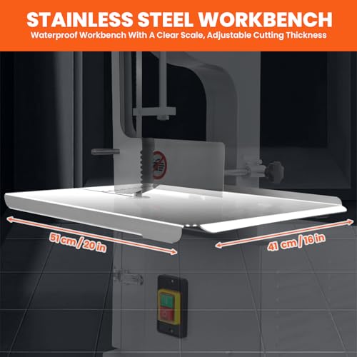 2000W Commercial Bandsaw Machine, 20x16" Stainless Table, 0.04-8" Cutting Thickness, Electric Bone Saw Machine with 8 Blades R49067