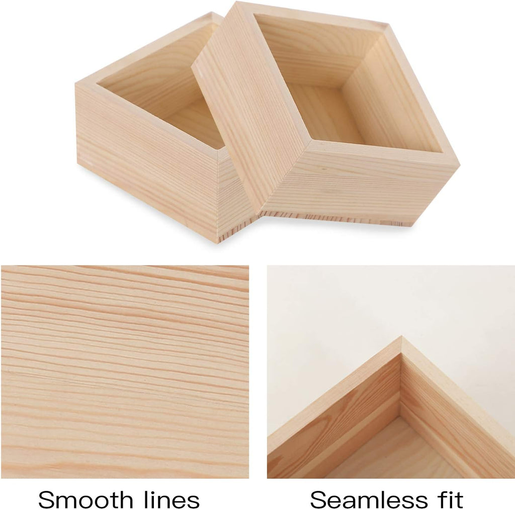 4 Pieces Small Wood Square Storage Box (4'' x 4'') C966398