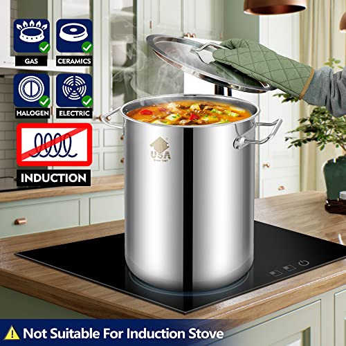 32QT Stainless Steel Stock Pot 6-Piece with Basket and Steamer Rack M969