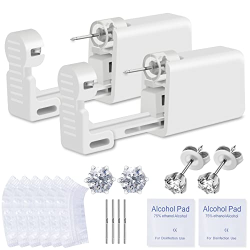 16 Pcs Disposable Ear Piercing Gun with Cubic Zirconia Stud W2308