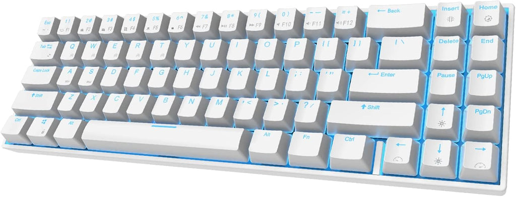 Wireless Mechanical Keyboard 71 Keys Bluetooth USB Wired Compact White-Red Switch X9248