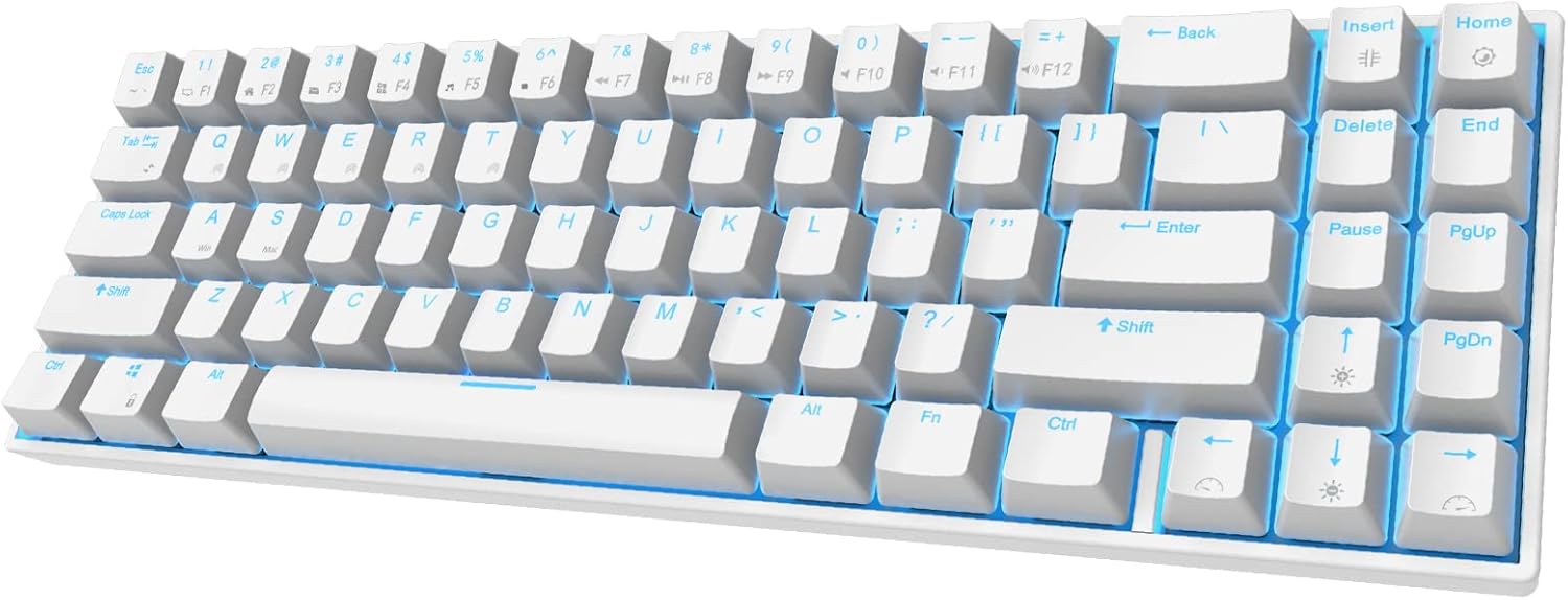 Wireless Mechanical Keyboard 71 Keys Bluetooth USB Wired Compact White-Red Switch X9248