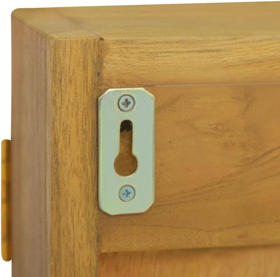 Natural Wood Grain Finish Wooden Storage Cabinet with Mirror Door I75411