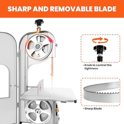 2000W Commercial Bandsaw Machine, 20x16" Stainless Table, 0.04-8" Cutting Thickness, Electric Bone Saw Machine with 8 Blades R49067