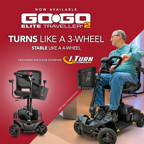 Iceberg Blue 4-Wheel Scooter with 18 Ah Battery, 300 Lbs Weight Capacity, 17"x17" Foldable Seat E316