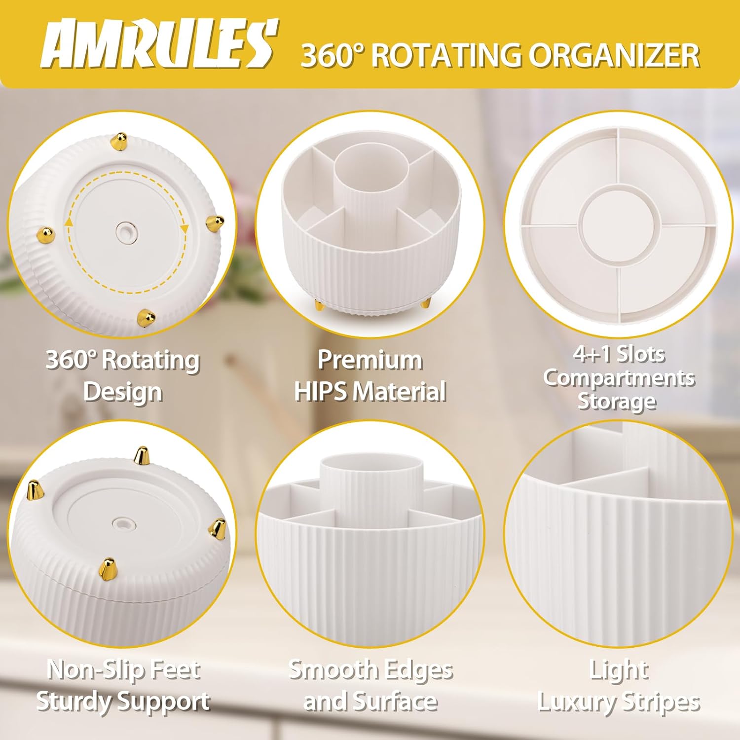 White Multi-angle Rotating Makeup Brush Holder U688