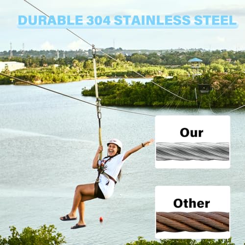 1/4 30ft 304 Stainless Steel Aircraft Cable with Clamps C49468
