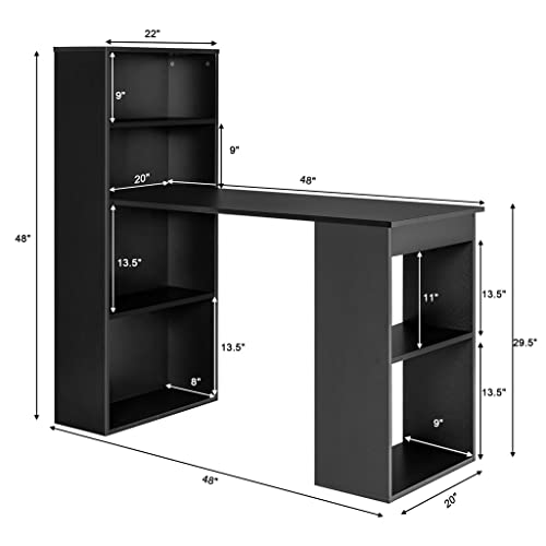 Black Desk with 6 Tier Storage Shelves D51902