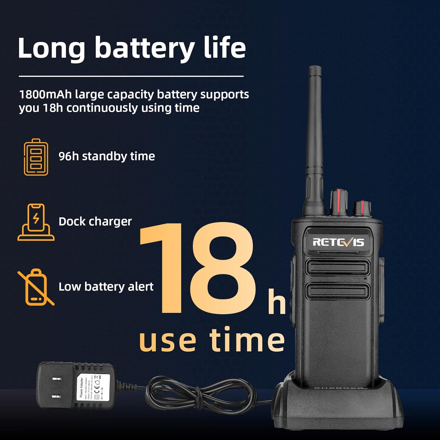 Waterproof GMRS Two Way Radios Rechargeable 1800mAh 2 Pack V57637